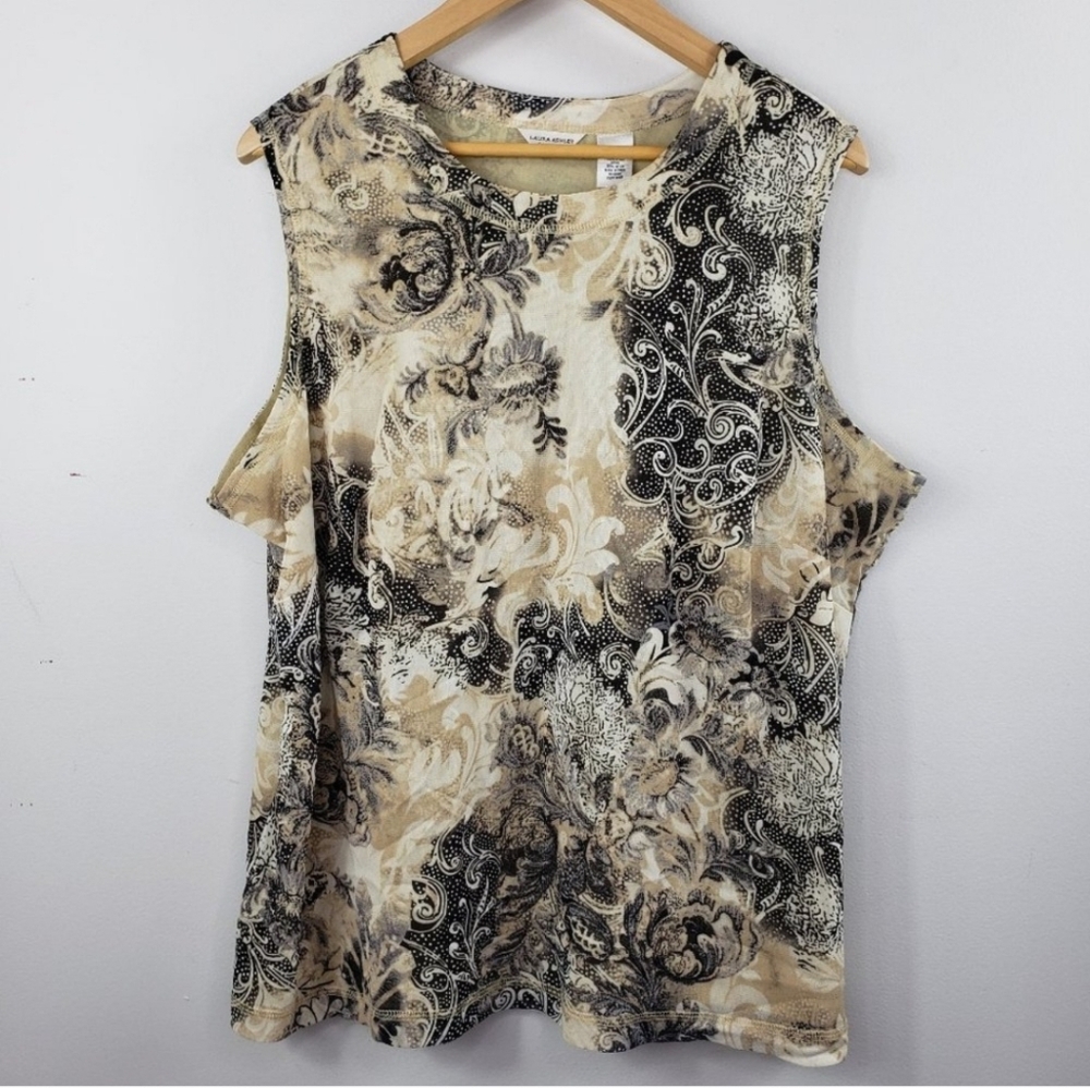 Laura Ashley Cream Tan Sleeveless Tank Top